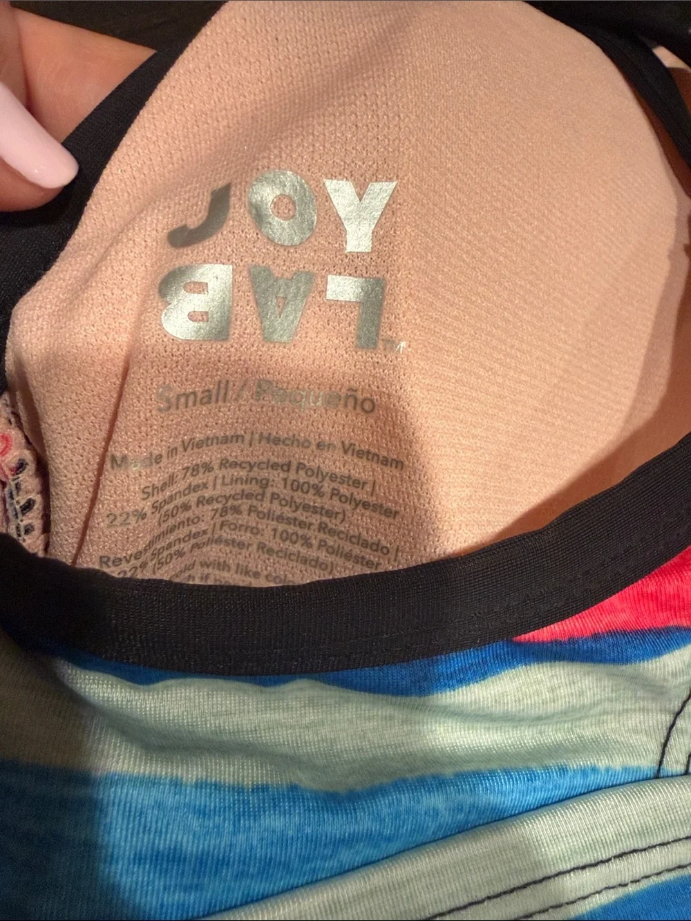JoyLab Striped Crop Swim Top & Bikini Bottoms Blue, Red, Black NWT Size S